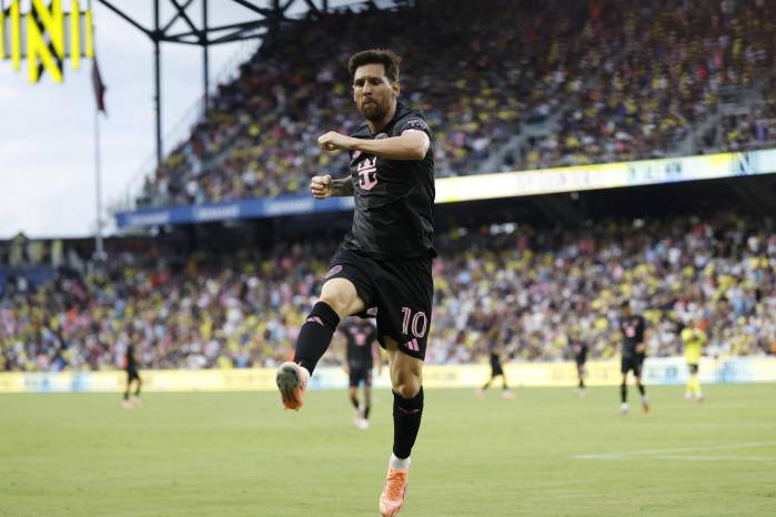 El delantero del Inter Miami, Lionel Messi celebrando un gol.