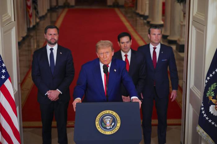 El presidente de EE. UU., Donald Trump, pronuncia un discurso a la nación en la Casa Blanca en Washington, DC, EE. UU., el 21 de junio de 2025.