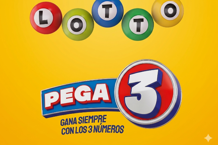 Imagen con los logos de la Lotto y Pega 3 mejorada con IA.