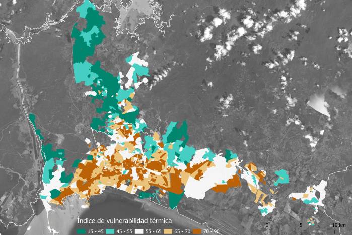 El Índice de vulnerabilidad térmica urbana, el cual nos permite sintetizar en un solo mapa la situación tanto de las temperaturas superficiales registradas, el grado de impermeabilización de los barrios, la superficie arbustiva existente, la altura de los árboles, la salud de estos árboles y la disponibilidad de espacio público por habitante.