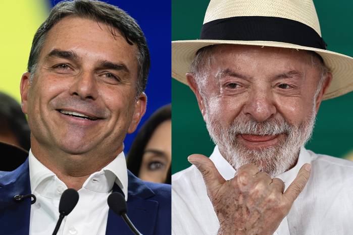 Combo de fotografías de archivo que muestra al senador Flávio Bolsonaro (i), y al presidente de Brasil, Luiz Inácio Lula da Silva. EFE/ Isaac Fontana/ Andre Coelho