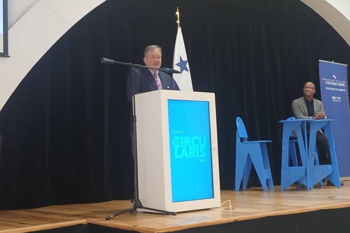 El ministro de Ambiente, Juan Carlos Navarro, este miércoles en un evento de economía circular