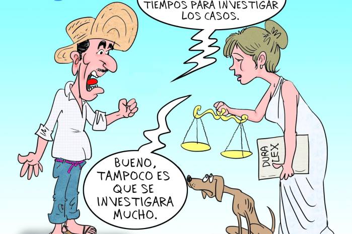Delmiro Quiroga realiza una caricatura sobre la justicia panameña.
