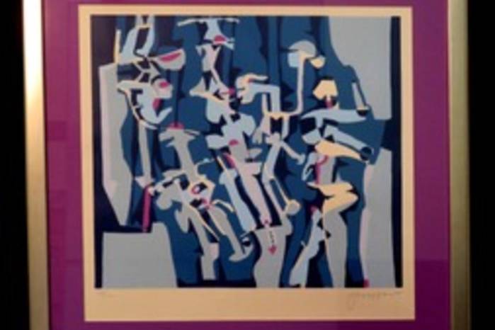 Grabado inspirado en los nuchus del pintor panameño Guillermo Trujillo.