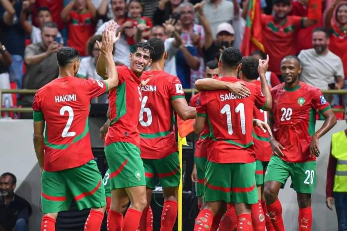 El equipo de Marruecos celebrando la victoria frente a Níger.