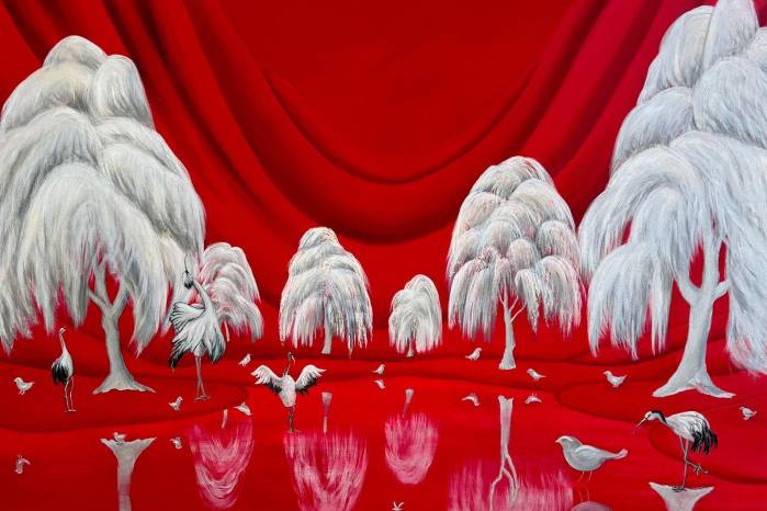 “El Gran Salón”. Acrílico sobre lienzo. Mayo 2025 (40”x 40”)