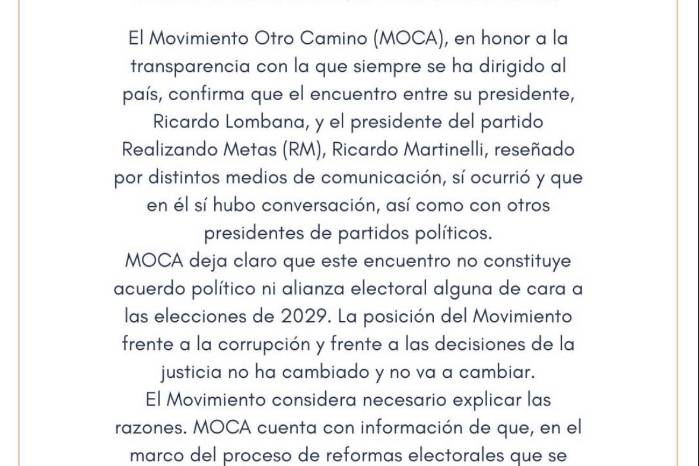 Lombana minimiza encuentro en Bogotá con Martinelli; acusa al Gobierno de desviar la atención