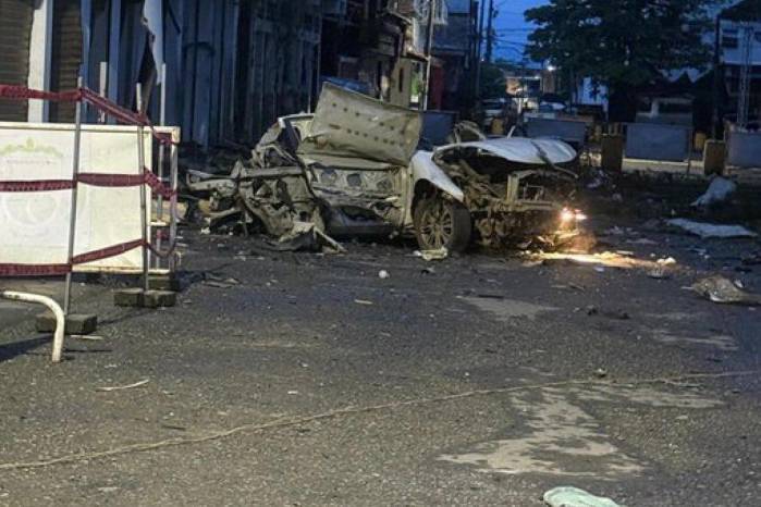 Uno de los carrosbombas que explotaron en Colombia.