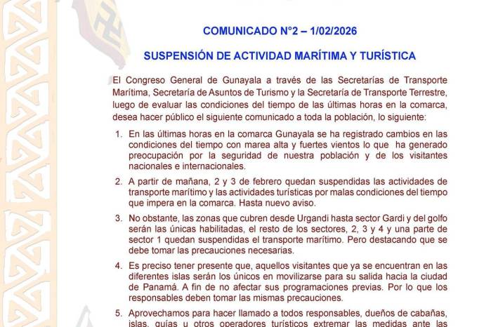 Comunicado del Congreso General de Guna Yala.