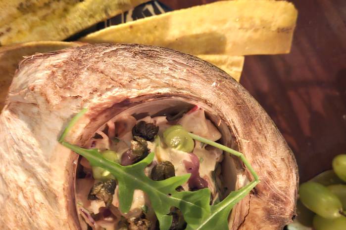 Salmón en la orilla.