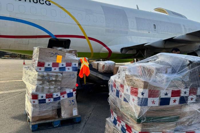 La ayuda humanitaria, en el aeropuerto de Panamá Pacífico.