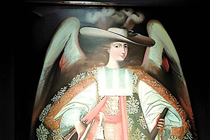 Arcángel San Miguel Arcabucero de la exposición Ecos del Arte del Virreinato de Perú en el Muso Casa de Lope de Vega (Madrid), prestada por el Museo Pedro de Osma, de Lima (Perú).