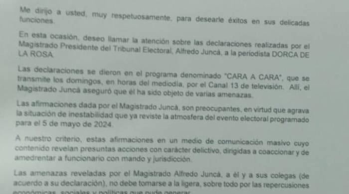Mayín Correa pide a procurador Caraballo investigar amenazas contra Juncá