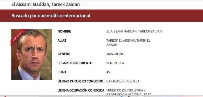 ICE publica en su sitio web que capturó a Tareck El Aissami