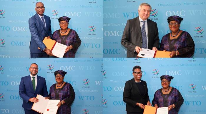 Momento en que los miembros de la OMC depositan los instrumentos de aceptación del acuerdo.