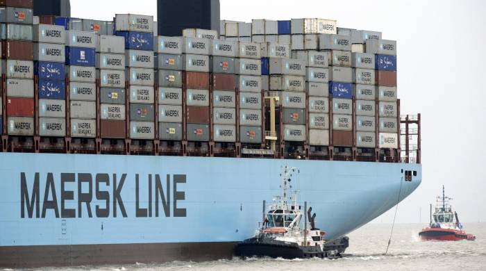 El buque portacontenedores más grande del mundo, Maersk Mc-Kinney Møller, en una foto de archivo, tomada en 2013.