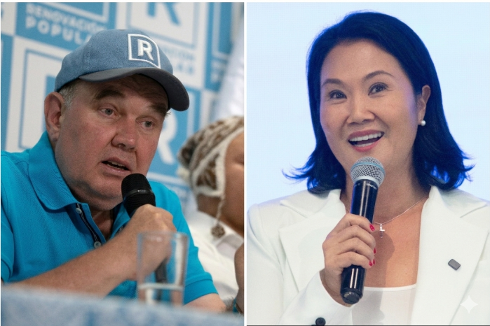 Los candidatos Rafael López Aliaga, del partido Renovación Popular, y Keiko Fujimori, líder del partido Fuerza Popular.