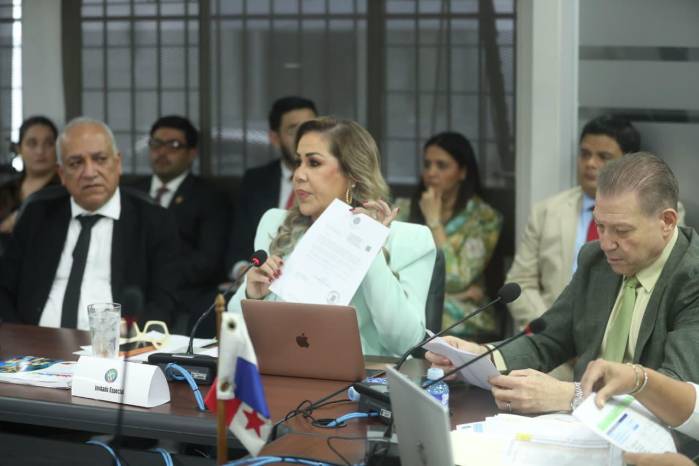 Shirley Castañedas (al centro), presidenta de la Asamblea Nacional.