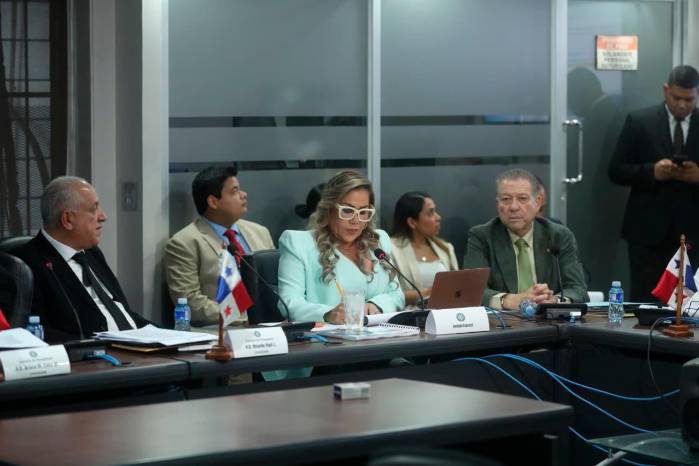 Shirley Castañedas, presidenta de la Asamblea Nacional, durante la sustentación del presupuesto de la institución ante la Comisión de Presupuesto.