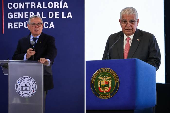 La plataforma permitió conocer, según De Obaldía, que Mulino (der.), fue el segundo candidato presidencial que más fondos privados recibió