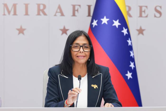 Fotografía cedida que muestra a la presidenta encargada de Venezuela, Delcy Rodríguez.