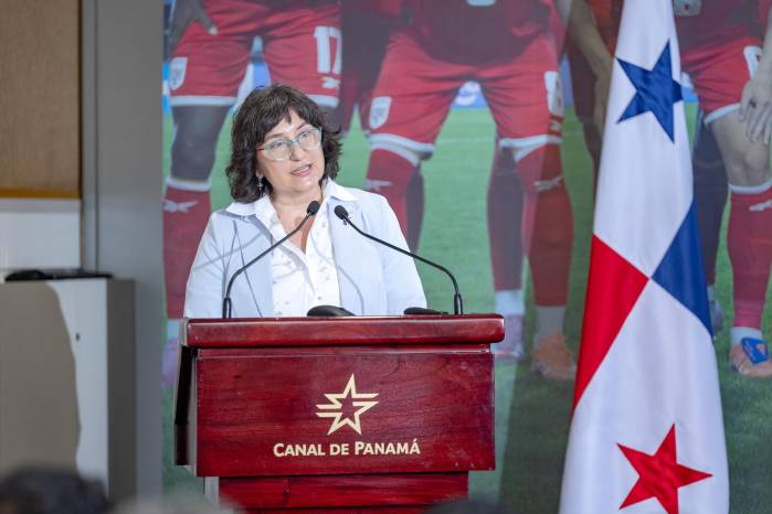 Izabela Matusz, embajadora de la Unión Europea en Panamá, durante la presentación del proyecto de resiliencia hídrica en la cuenca del Canal.