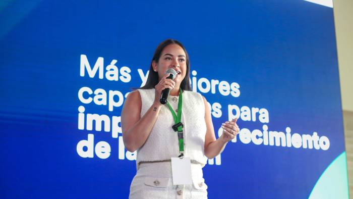 Stefany Peñalba, alcaldesa de Arraiján durante unas palabras en el lanzamiento del Diplomado de Gobernabilidad.