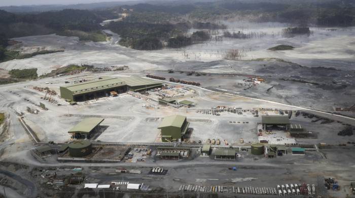 Fotografía aérea del proyecto Minera Panamá, filial de la canadiense First Quantum Minerals (FQM), el 10 de diciembre de 2023, en Donoso.