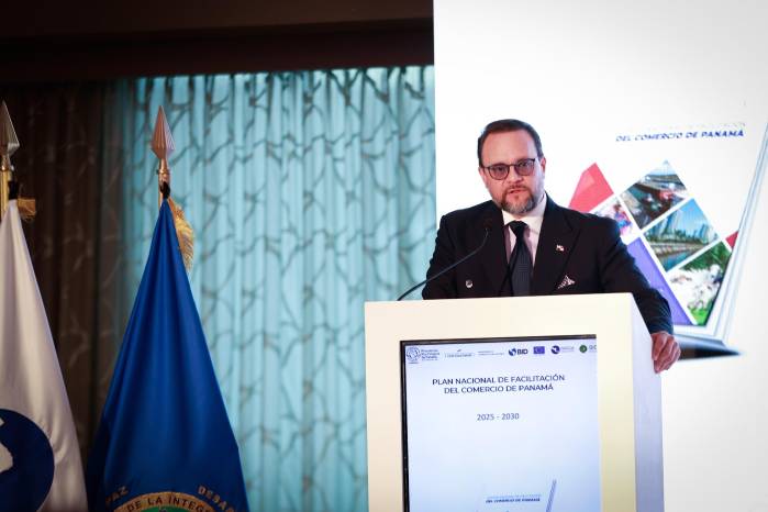 El ministro de Comercio e Industrias, Julio Moltó, durante la instalación del Comité Nacional de Facilitación del Comercio (CNFC) y presentación del Plan Nacional de Facilitación del Comercio 2025-2030.