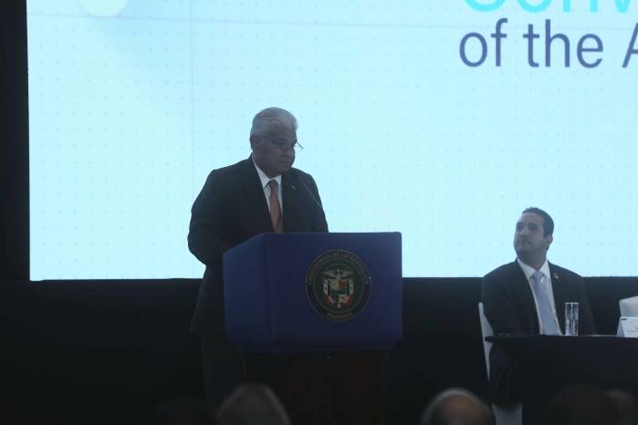 El presidente de la República, José Raúl Mulino, durante la Convención Marítima de las Américas 2026.