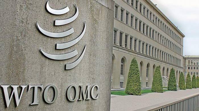 Fachada de la sede de la Organización Mundial del Comercio (OMC) en Ginebra.