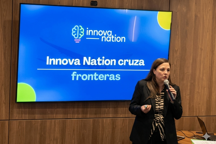 Karin Sempf de Sáenz, fundadora de Innova-Nation, durante la presentación de la agenda 2026 de la organización.