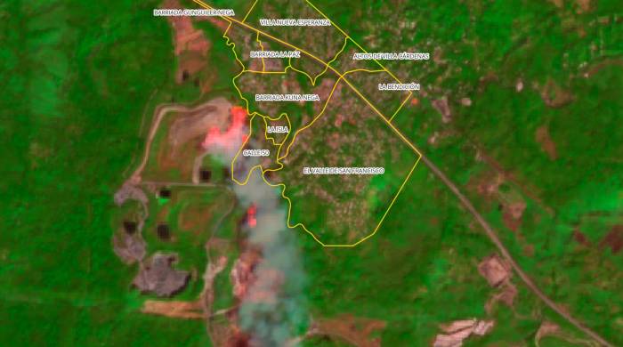 En esta imagen se puede observar el área afectada por el incendio de Cerro Patacón de hace dos semanas, además de los asentamientos informales a su alrededor en los que residen unas 9 mil personas.