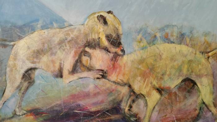 “Pelea de perros”, obra de José Zaldívar Duarte.