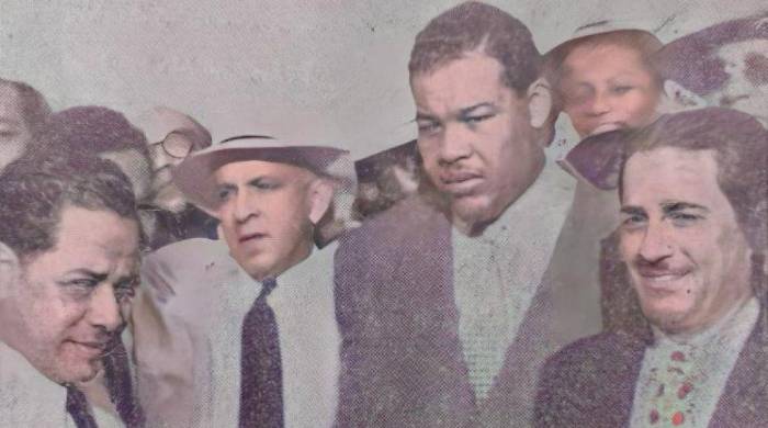 El empresario Mayor Alemán (Izq.) y el vicepresidente Ernesto de la Guardia Jr., recibieron a Louis en el aeropuerto.