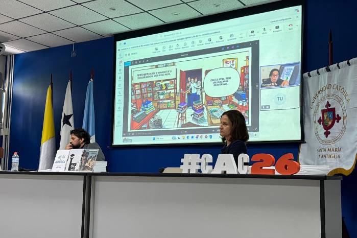 La presentación se realizó ayer en el Aula Magna de la USMA en el contexto del festival Centroamérica Cuenta.