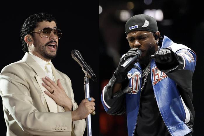 Combo de fotografías de archivo de los cantantes Bad Bunny (i) y Kendrick Lamar, dos figuras recurrentes en la escena musical mundial, que buscarán en la 68° edición de los premios Grammy seguir la estela triunfal que Beyoncé demarcó el año pasado.