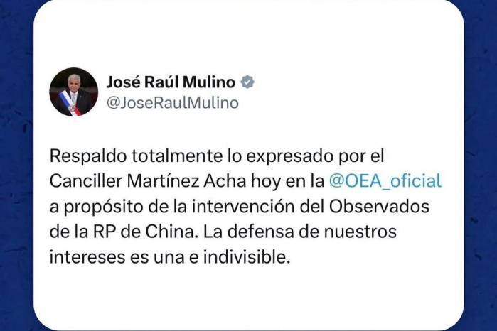 Mulino respalda a Martínez-Acha tras fuerte choque diplomático con China en la OEA