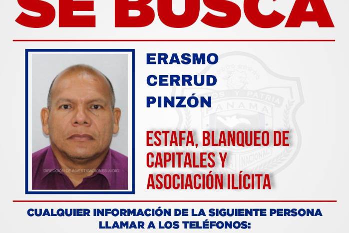 Erasmo Cerrud Pinzón es requerido por estafa, blanqueo de capitales y asociación ilícita.