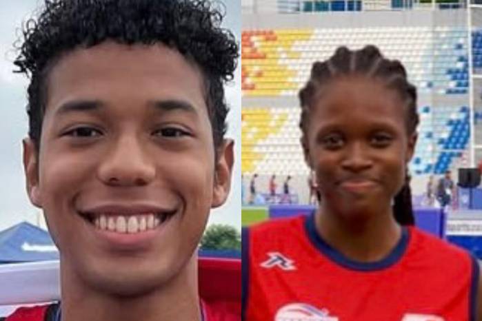 Los atletas panameños Miguel Aronátegui (izq.) e Ivana McFarlane.