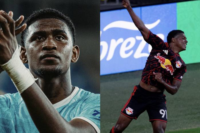 Los futbolistas panameños Josué Vergara (izq.) y Mijahir Jiménez.