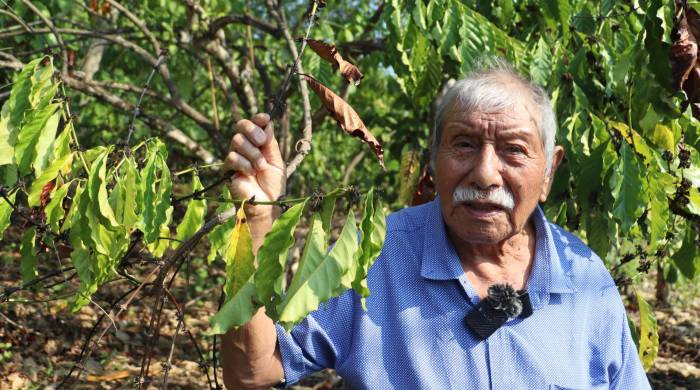 Venancio Morales Velázquez, del cantón el Chaparrón, habla durante una entrevista con EFE, el 5 de mayo de 2024, en el municipio de Tapachula en Chiapas, México.