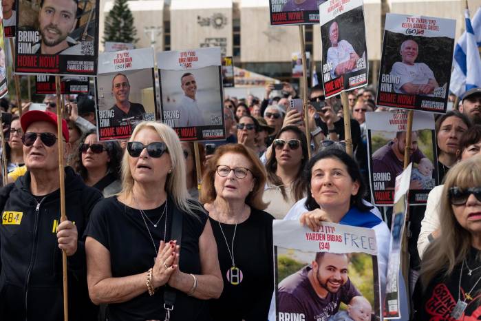 Concentración en la Plaza de los Rehenes de Tel Aviv.