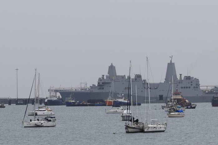 Fotografía que muestra el buque militar estadounidense Vessel 17 en la Terminal de Cruceros de Amador durante el ejercicio multinacional Panamax 2026 este lunes, en Ciudad de Panamá (Panamá).