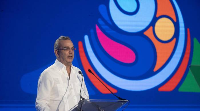 El presidente dominicano, Luis Abinader, habla en la Asamblea de Gobernadores del Banco Interamericano de Desarrollo (BID).