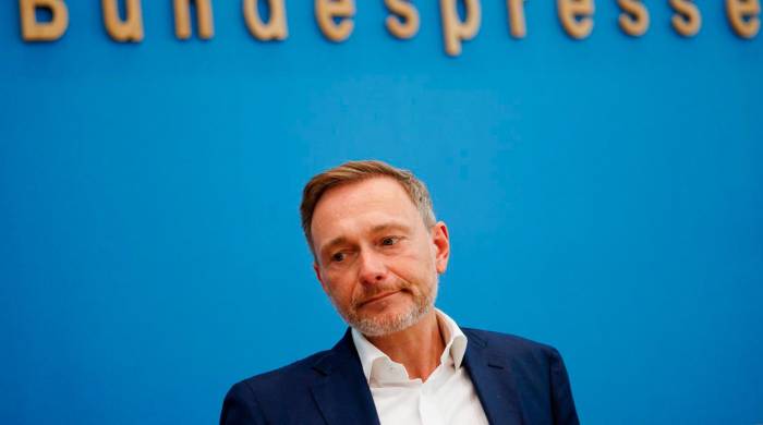 El ministro de Finanzas alemán , Christian Lindner, al presentar el plan de presupuestos para 2025 este 17 de julio en Berlín.