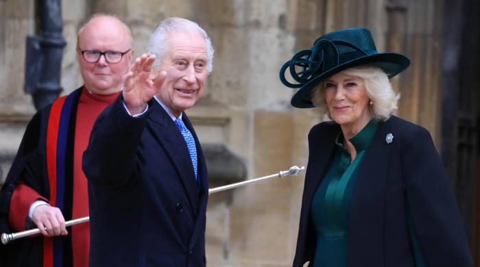 El rey Carlos de Inglaterra y la reina Camilla en la misa de Pascua, este domingo.