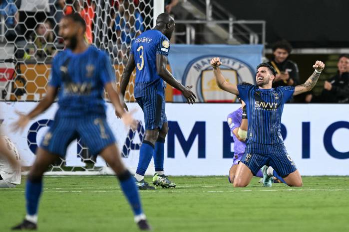 Jugadores del Al-Hilal celebrando el triunfo ante el Manchester City.