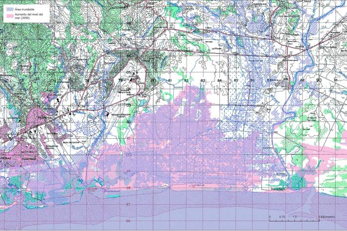 Este es una hoja topográfica de la década de 1970, donde se puede observar las áreas pantanosas y de cultivo en aquella época.