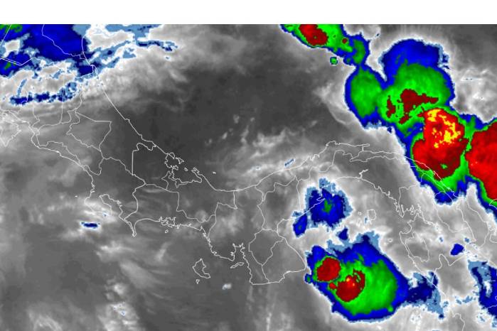 Mapa satelital de vapor de agua del Instituto de Meteorología e Hidrología de Panamá.